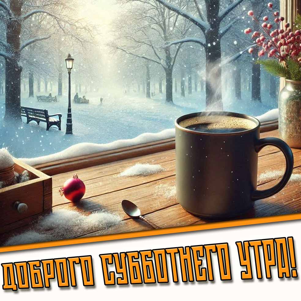 Доброго субботнего утра! - снежная картинка с кофе