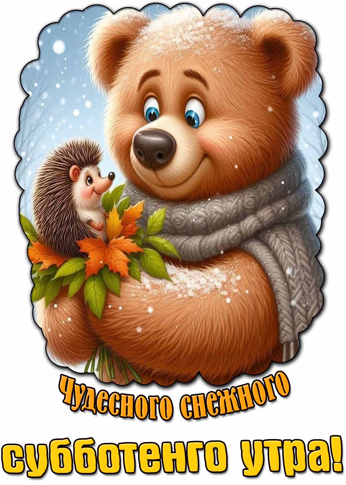 Открытка чудесного снежного субботнего утра