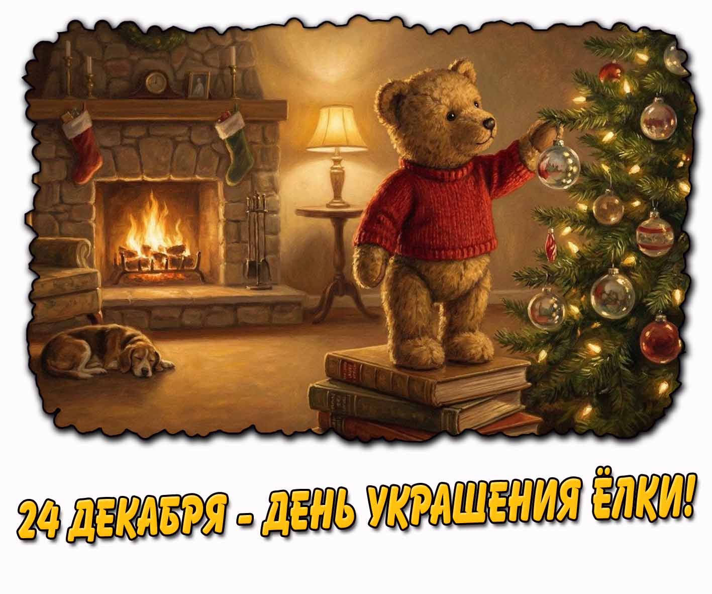 Картинка 24 декабря - день украшения ёлки!