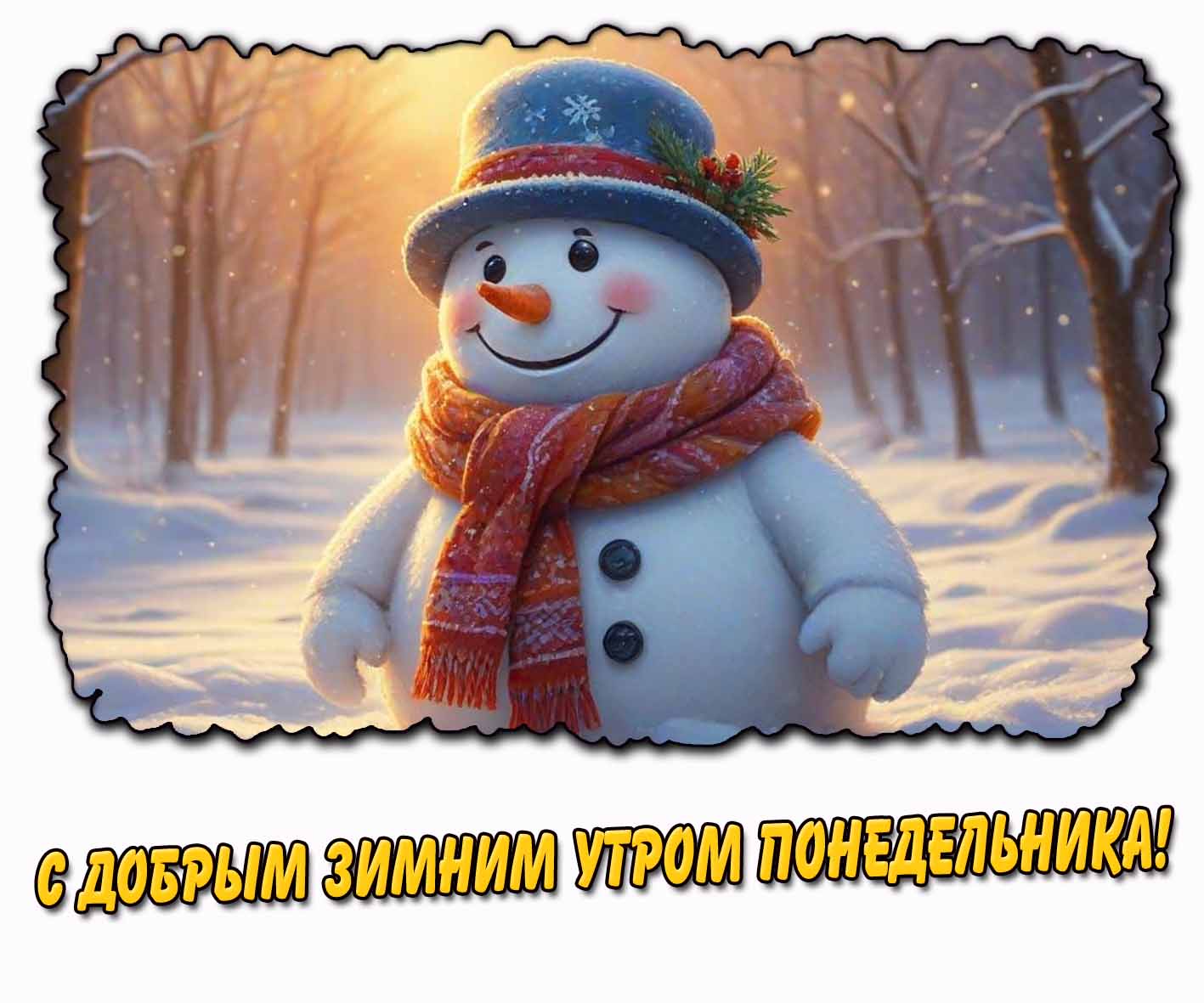 Прикольная картинка с добрым зимним утром понедельника