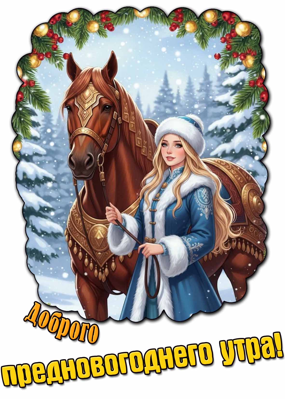 Красивая открытка доброго предновогоднего утра