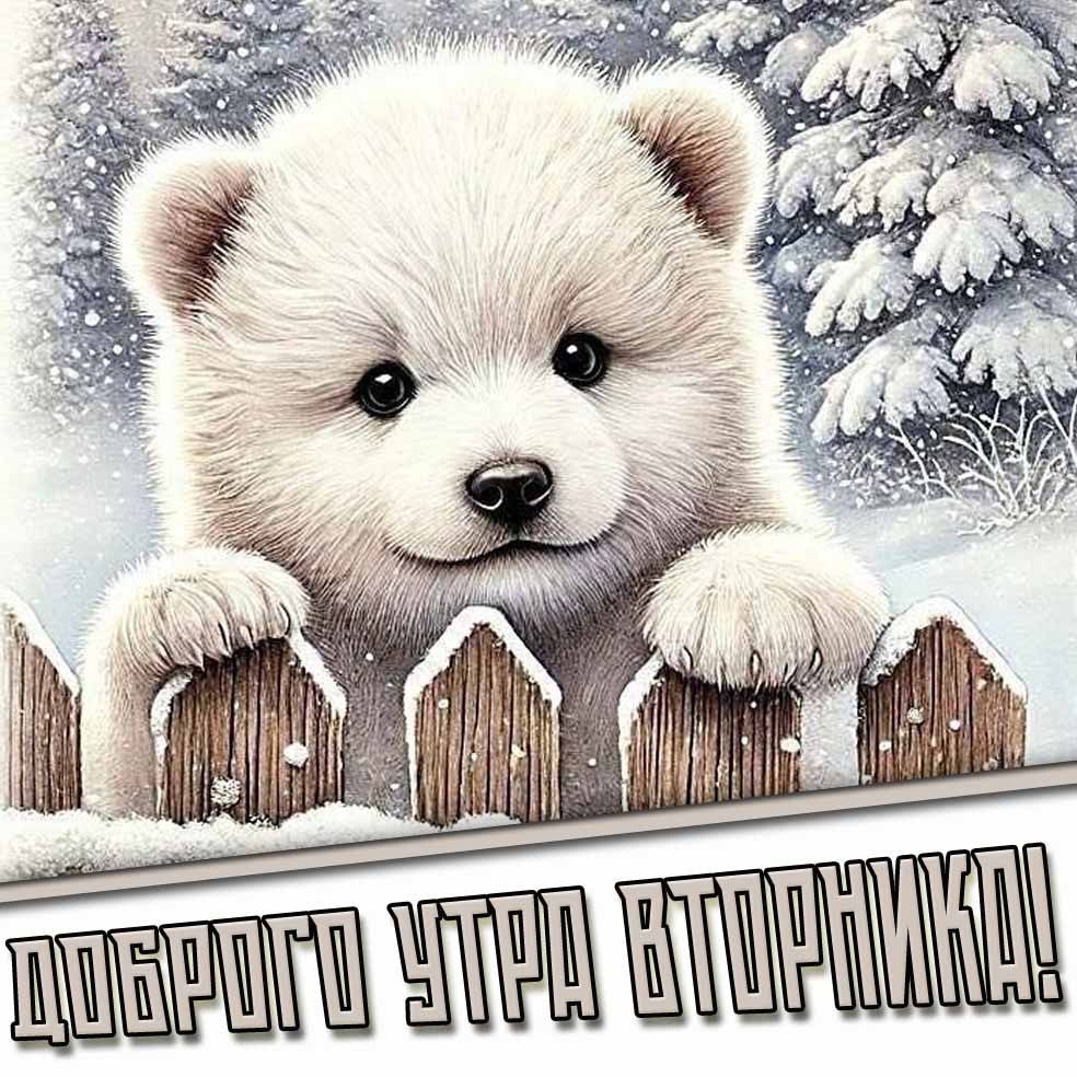 Доброго утра вторника! - снежная открытка