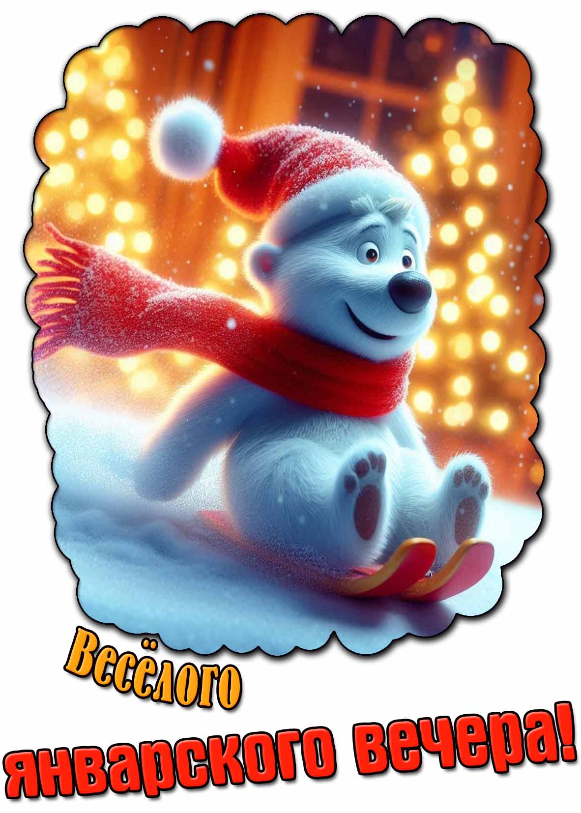 Открытка весёлого январского вечера