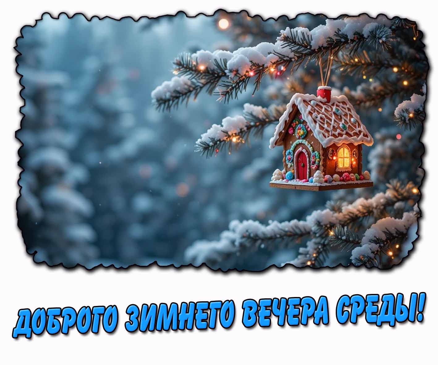 Открытка доброго зимнего вечера среды
