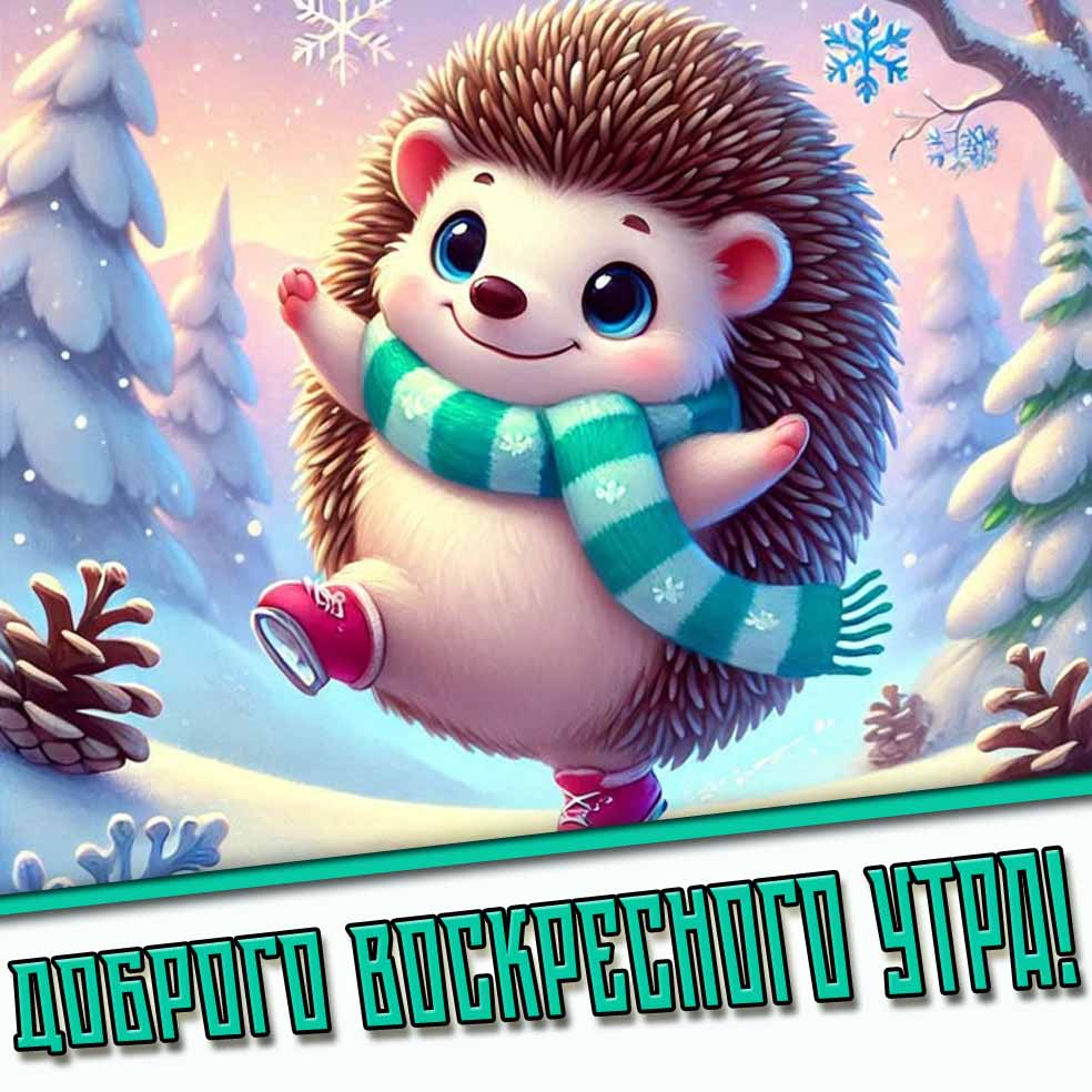 Доброго воскресного утра! - мультяшная зимняя картинка