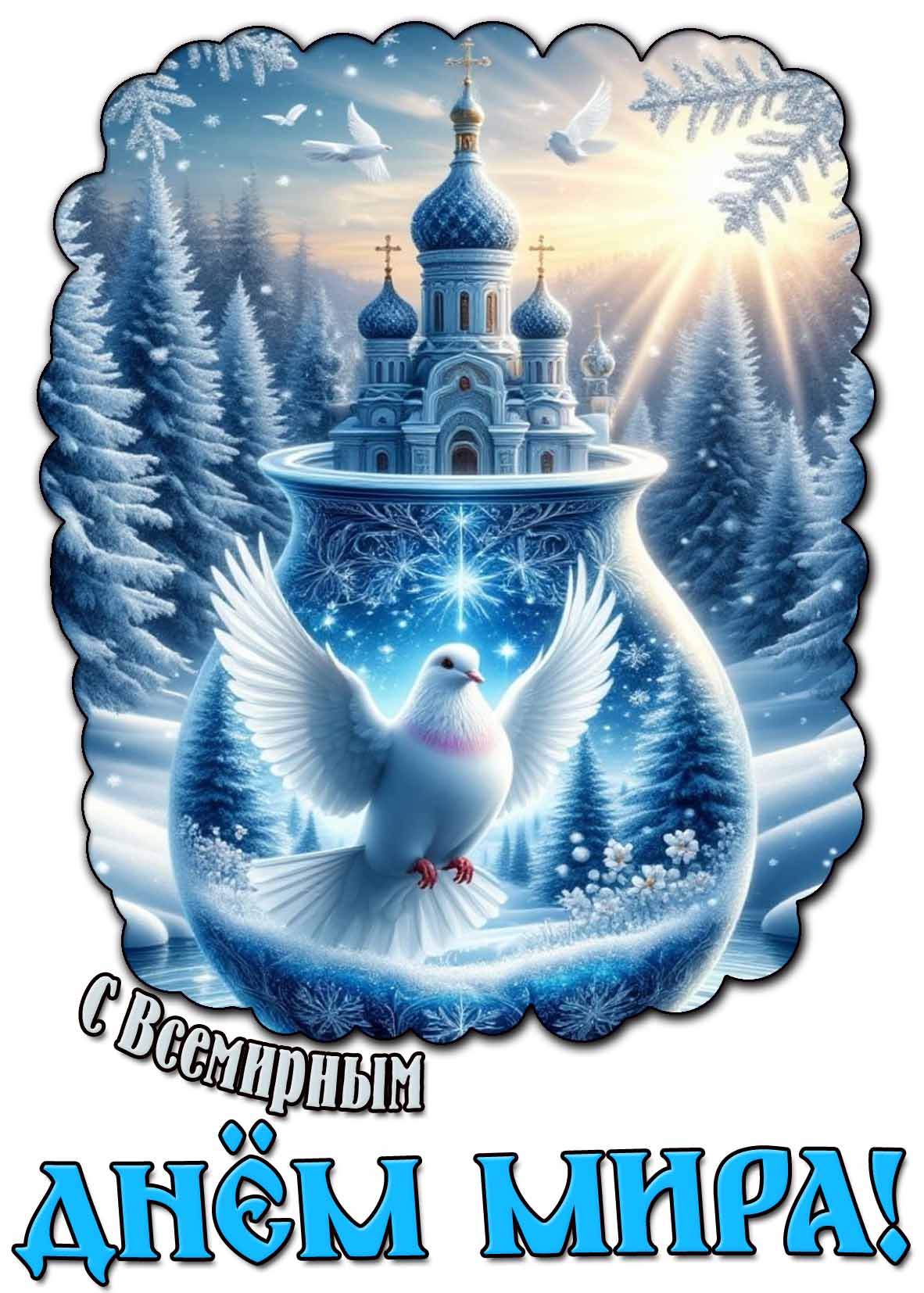 С Всемирным днём мира! - зимняя картинка