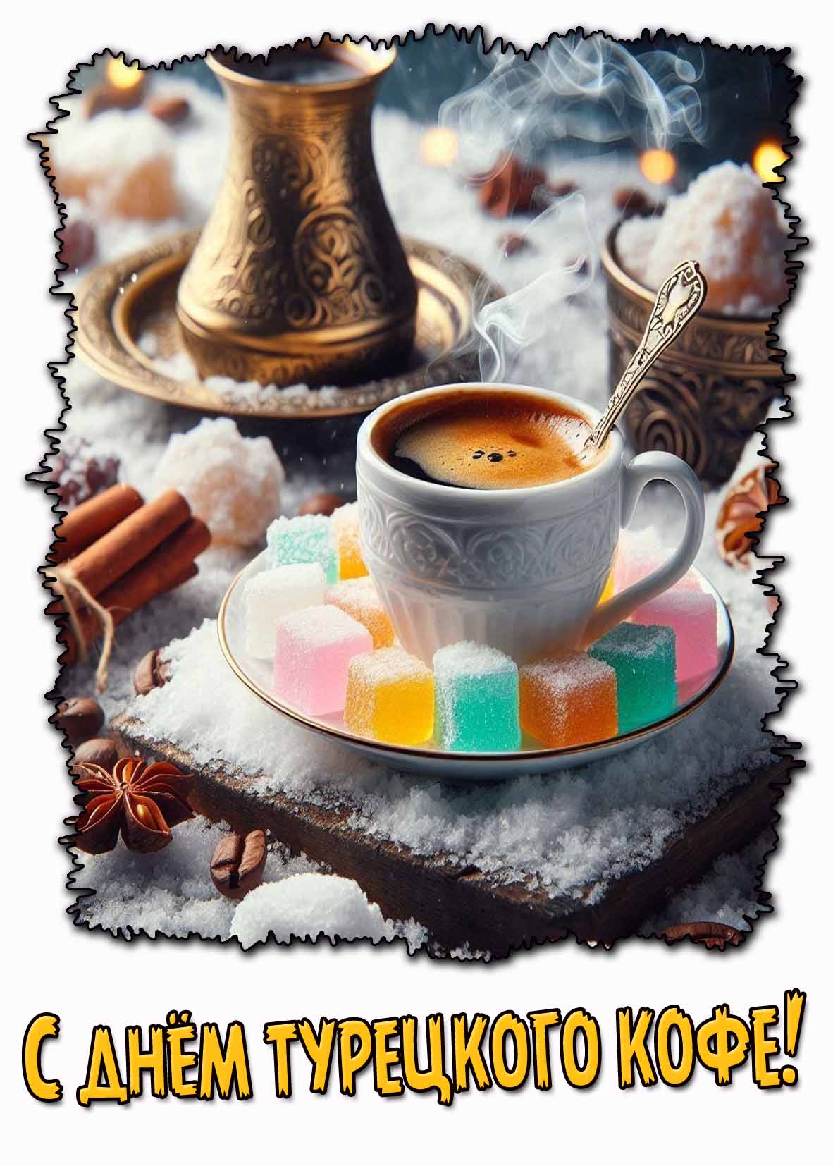 С днём турецкого кофе! - зимняя открытка