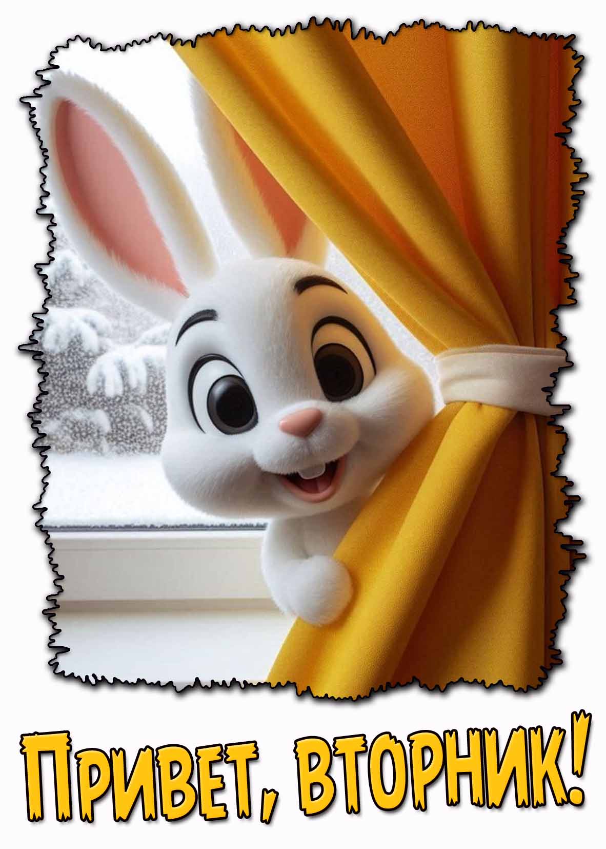 Зимняя открытка "Привет, вторник!"