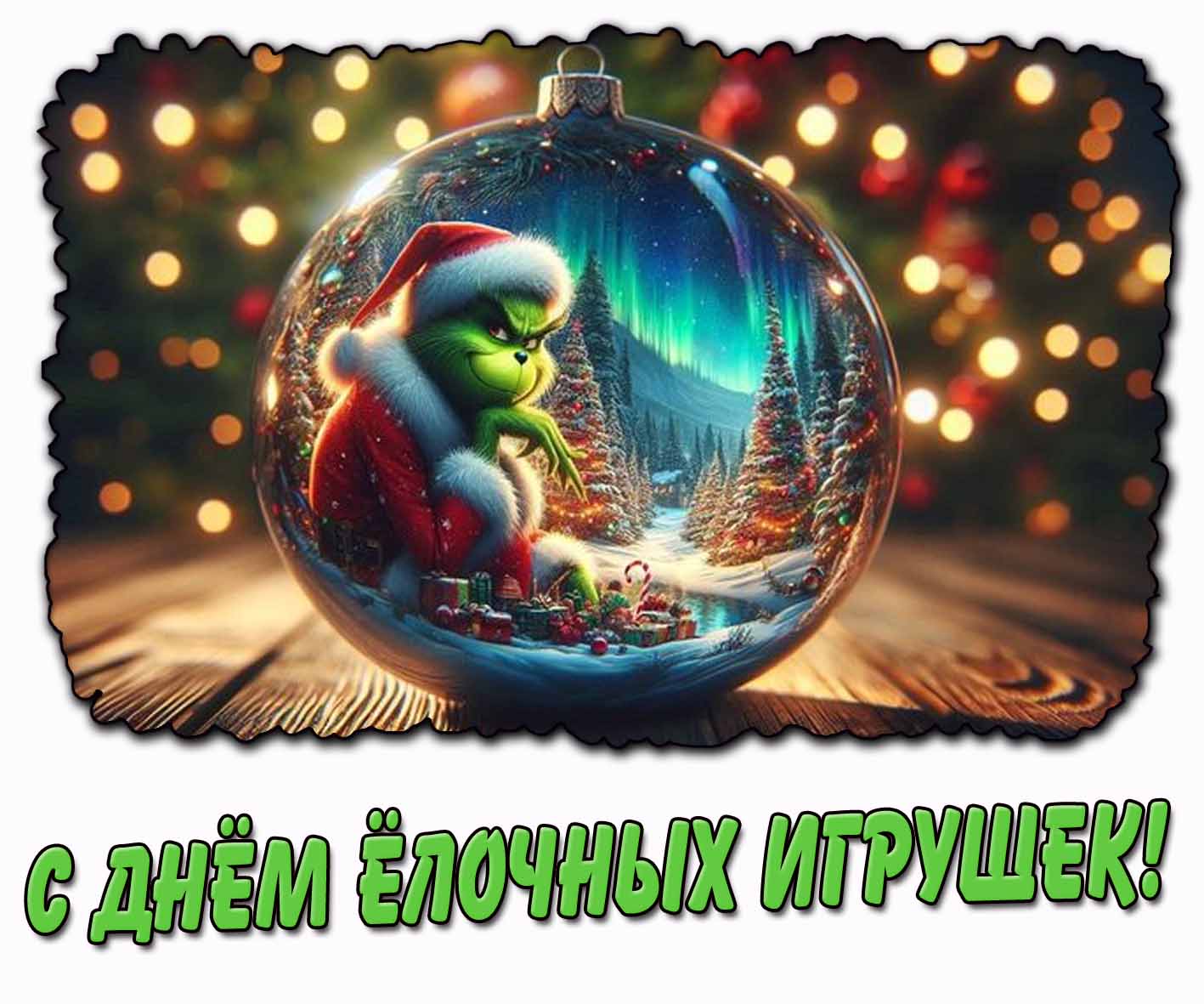 Прикольная открытка на день ёлочных игрушек