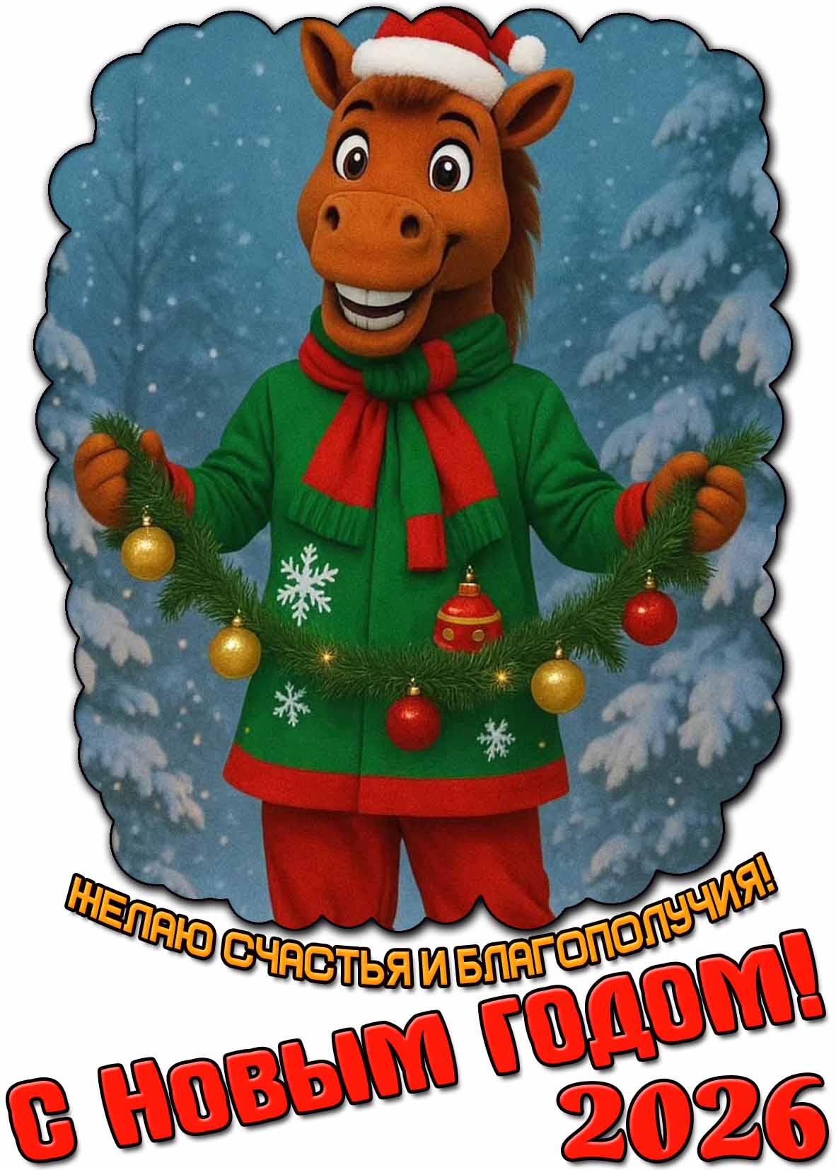 Картинка "Желаю счастья и благополучия! С Новым годом 2026!"