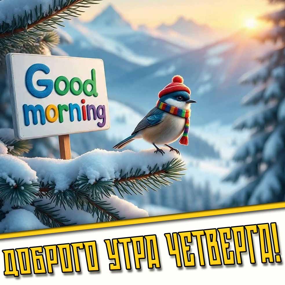 Зимняя открытка "Доброго утра четверга! Good Morning!"