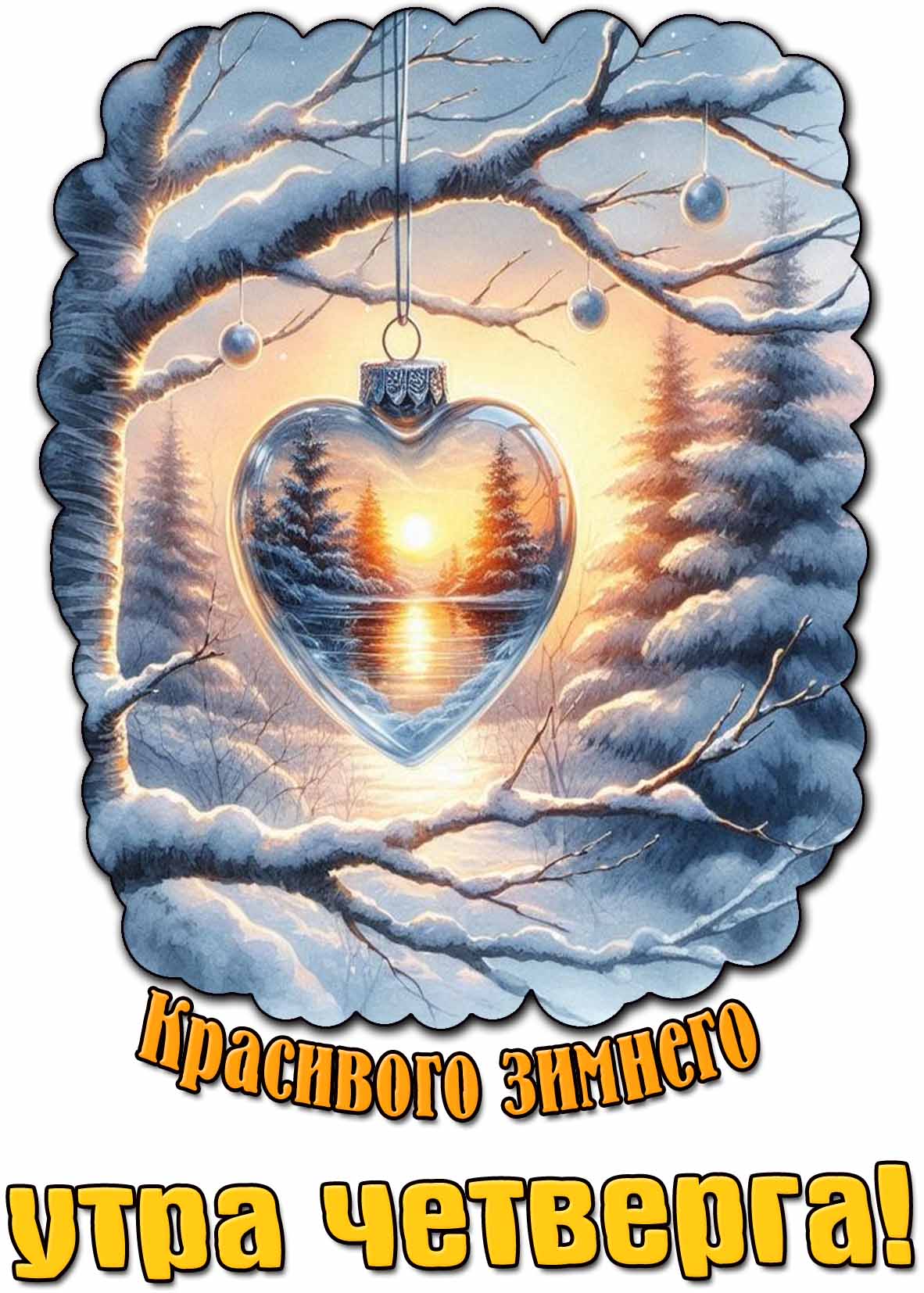 Открытка красивого зимнего утра четверга