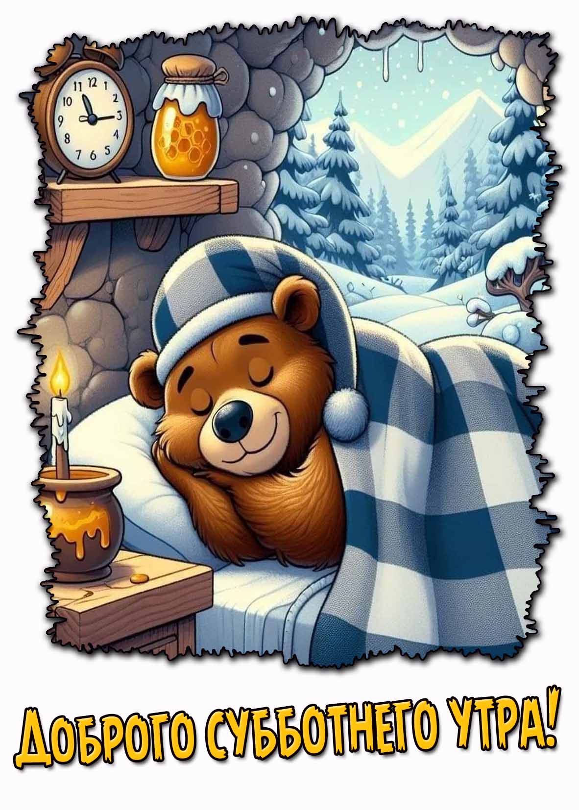 Красивая зимняя открытка "Доброго субботнего утра!"