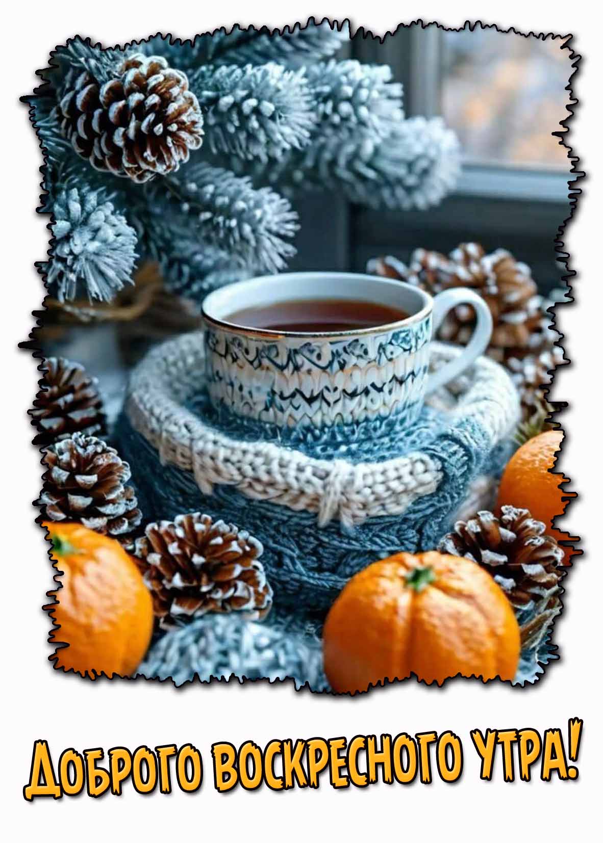 Доброго воскресного утра! - зимняя картинка с чаем