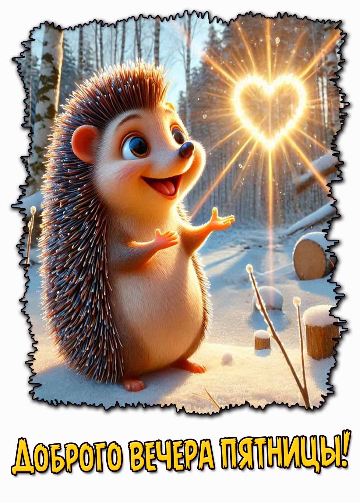 Зимняя открытка доброго вечера пятницы