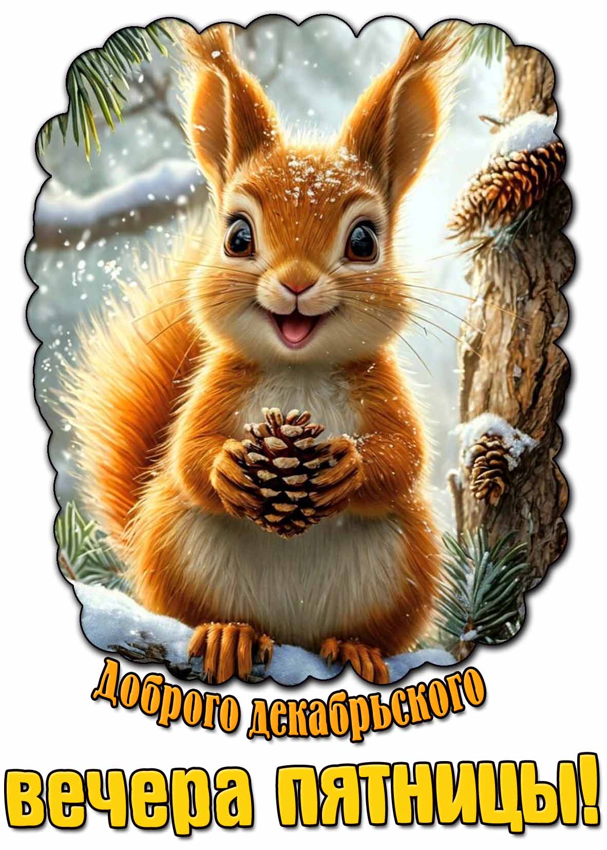 Открытка доброго декабрьского вечера пятницы