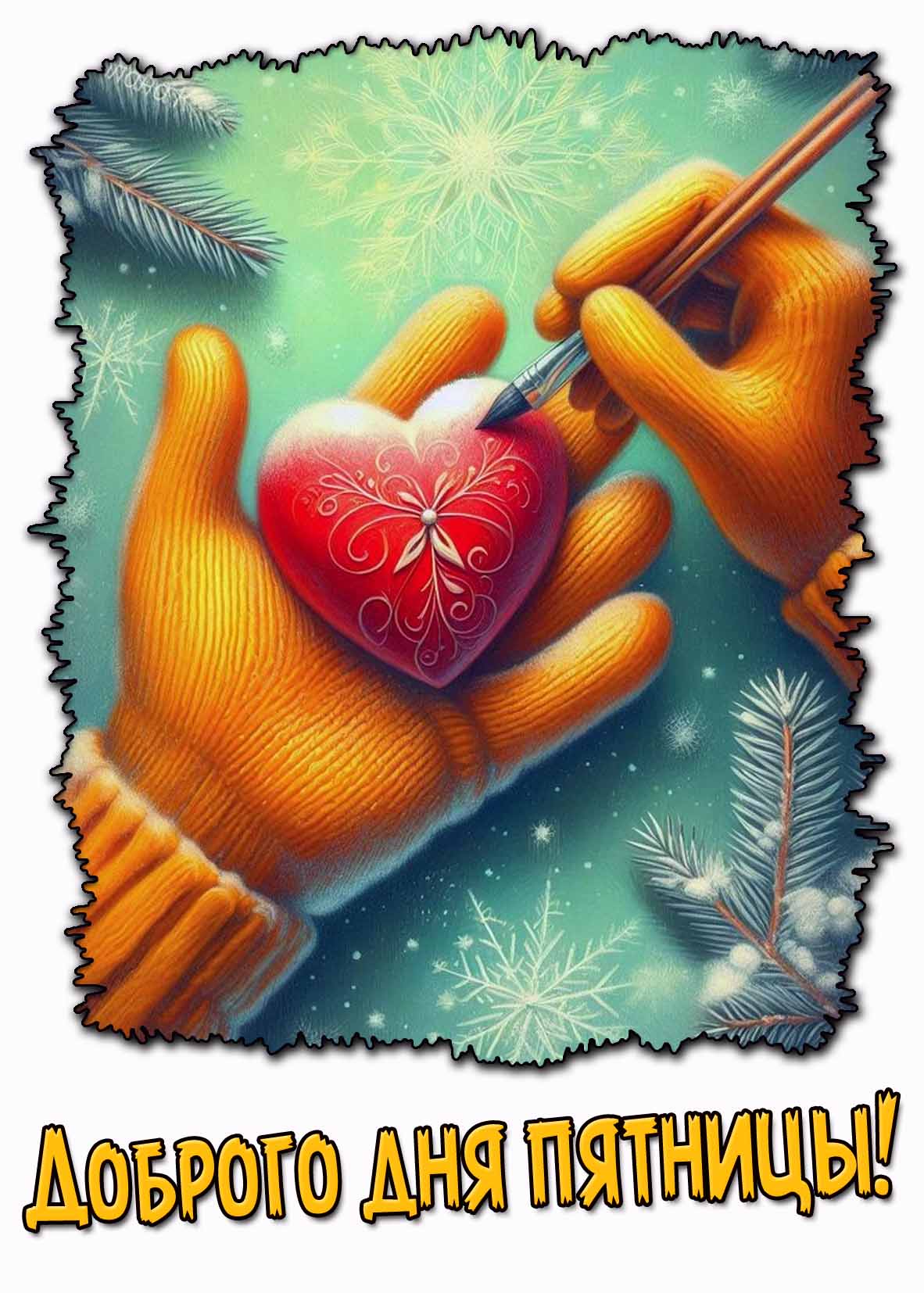 Красивая зимняя открытка доброго дня пятницы