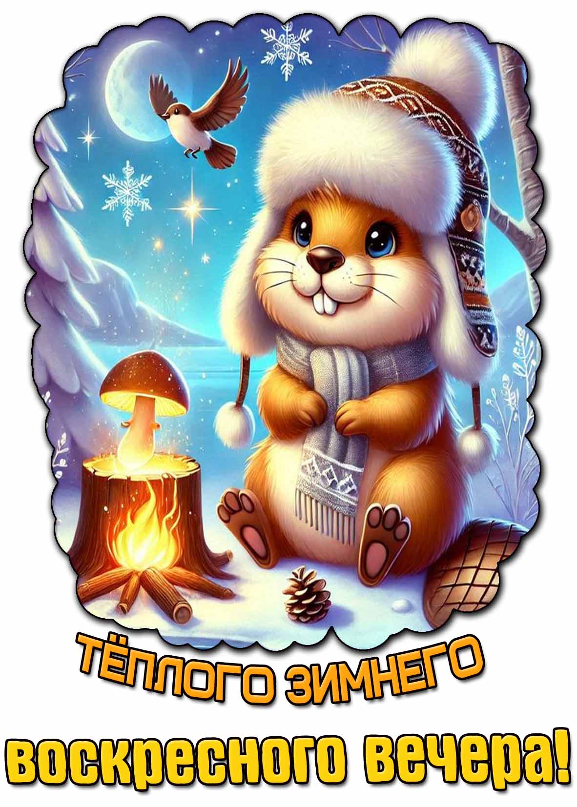 Картинка тёплого зимнего воскресного вечера