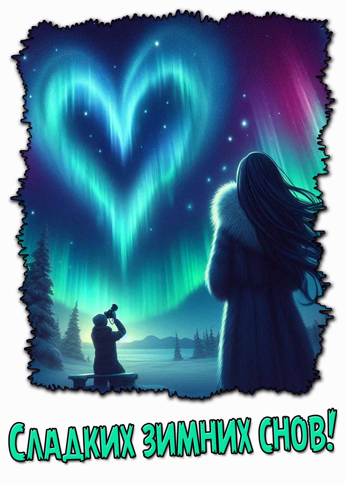 Сладких зимних снов! - картинка с северным сиянием