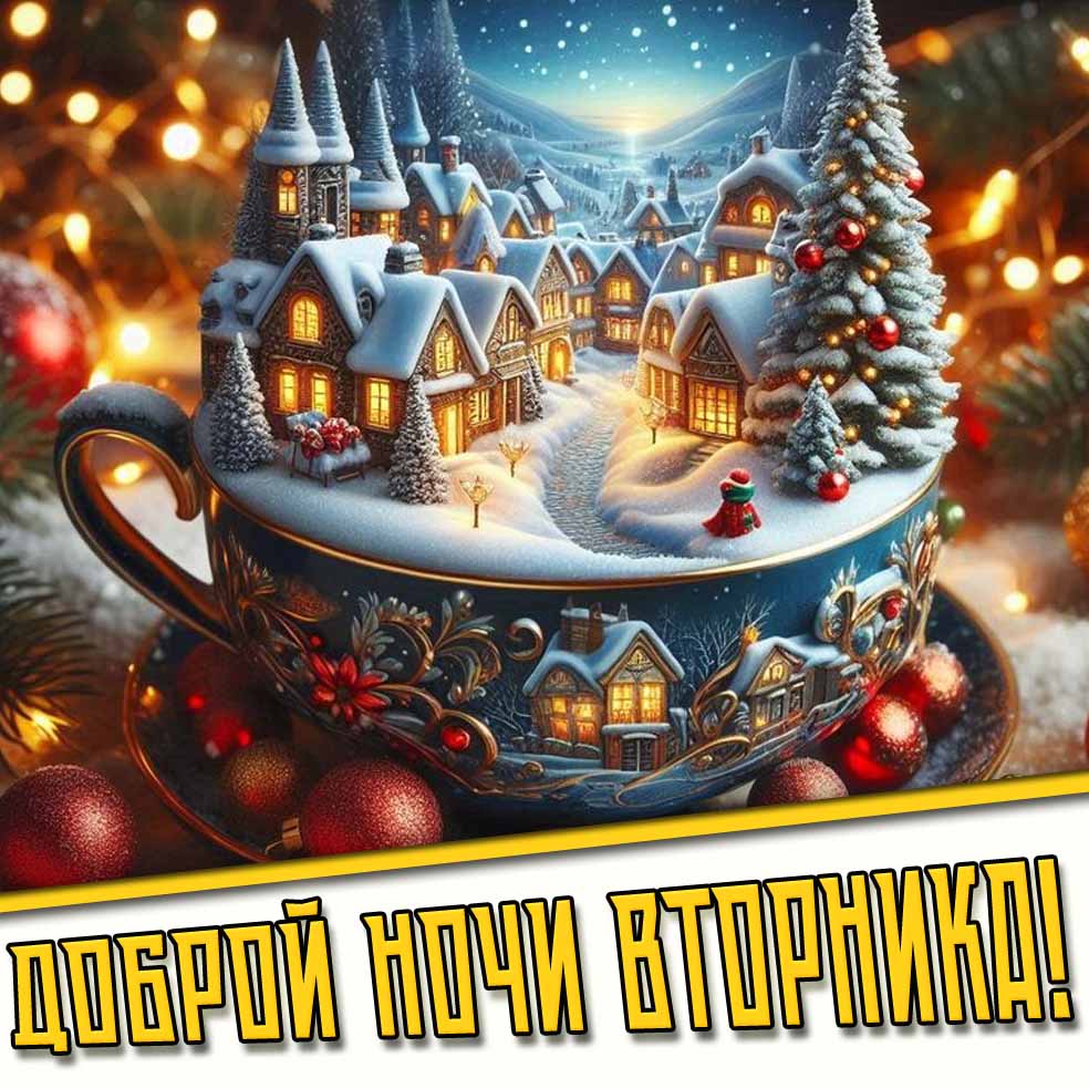 Доброй ночи вторника! - зимняя открытка