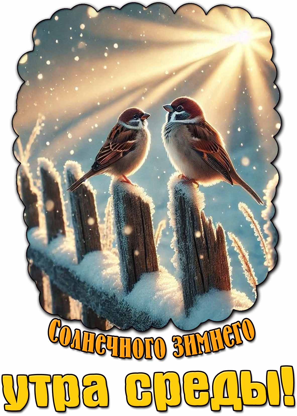 Открытка солнечного зимнего утра среды