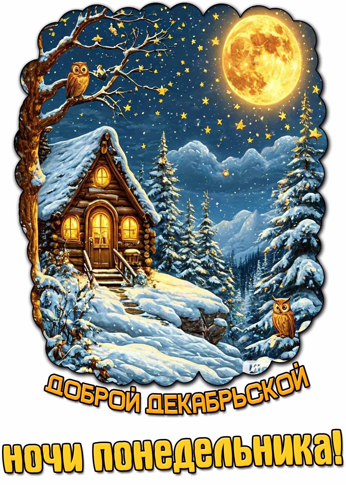 Картинка доброй декабрьской ночи понедельника