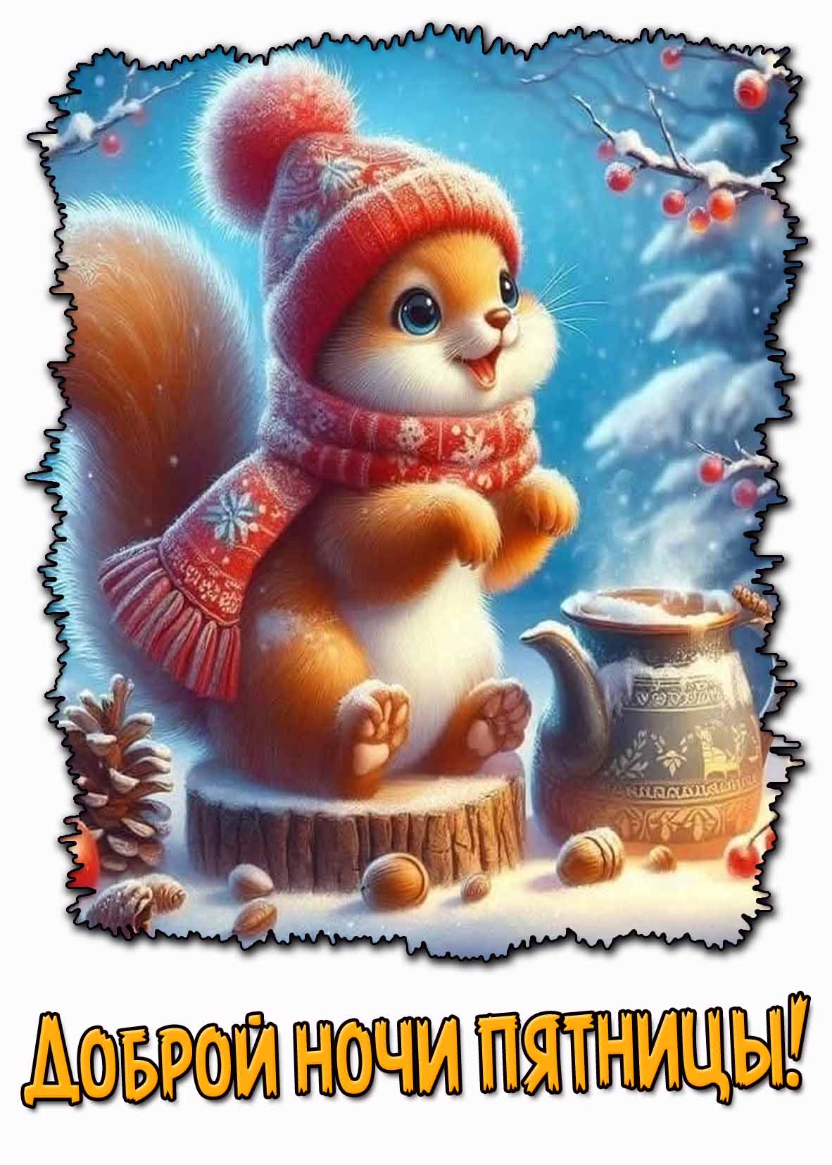 Зимняя картинка доброй ночи пятницы