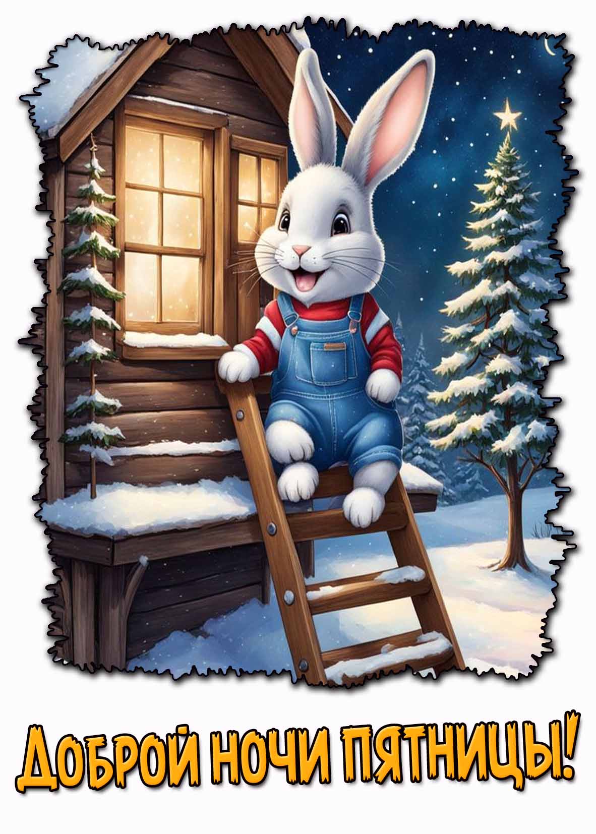 Доброй ночи пятницы! - прикольная зимняя открытка