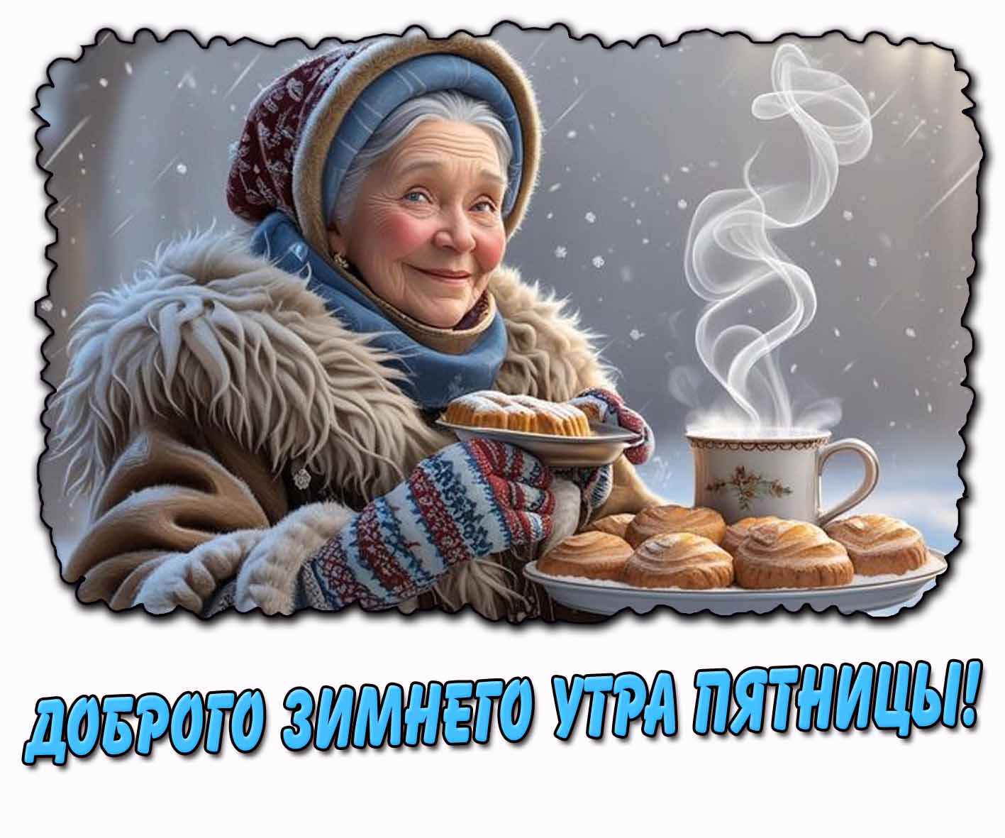 Доброго зимнего утра пятницы! - открытка от бабушки