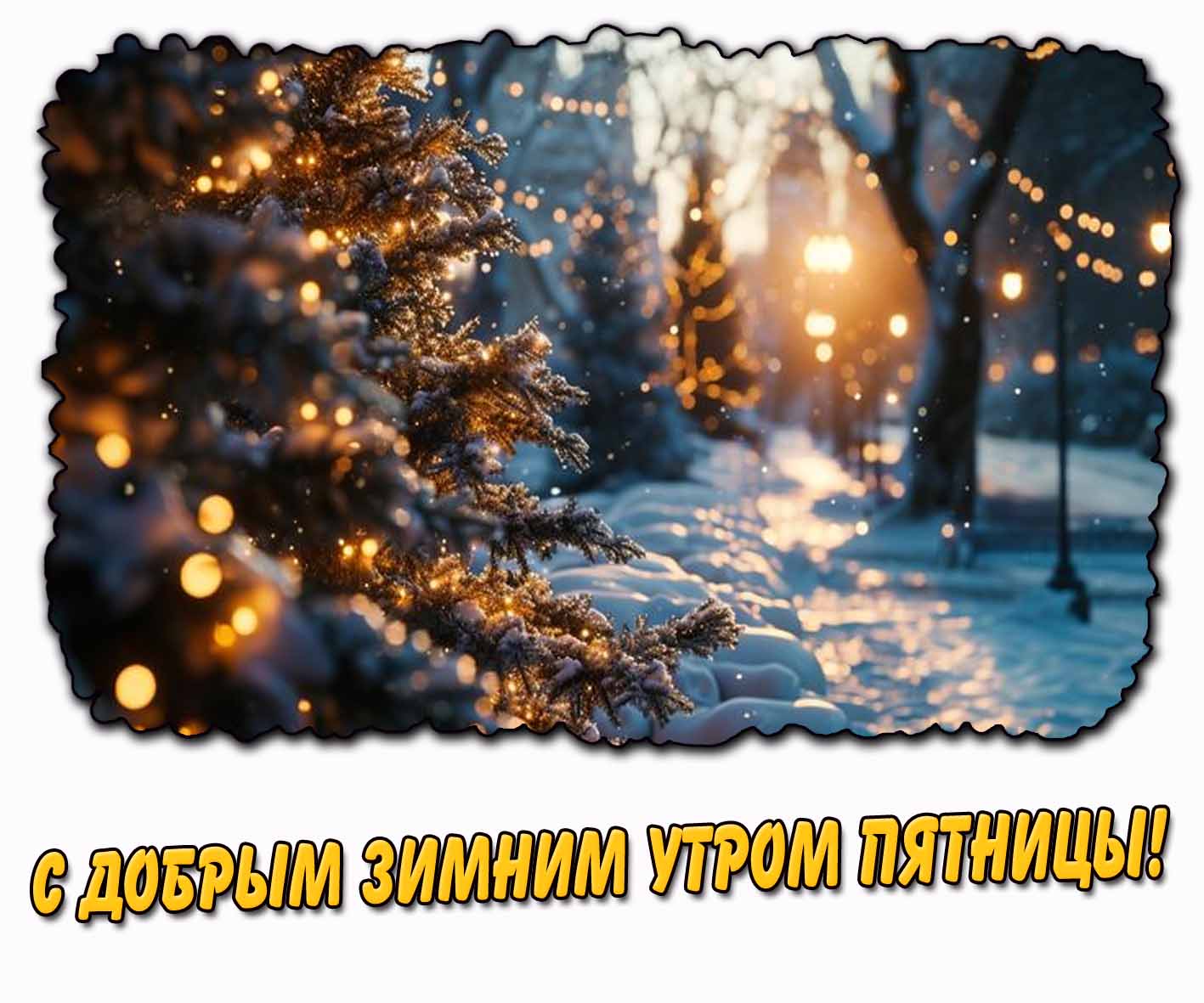 Солнечная открытка с добрым зимним утром пятницы