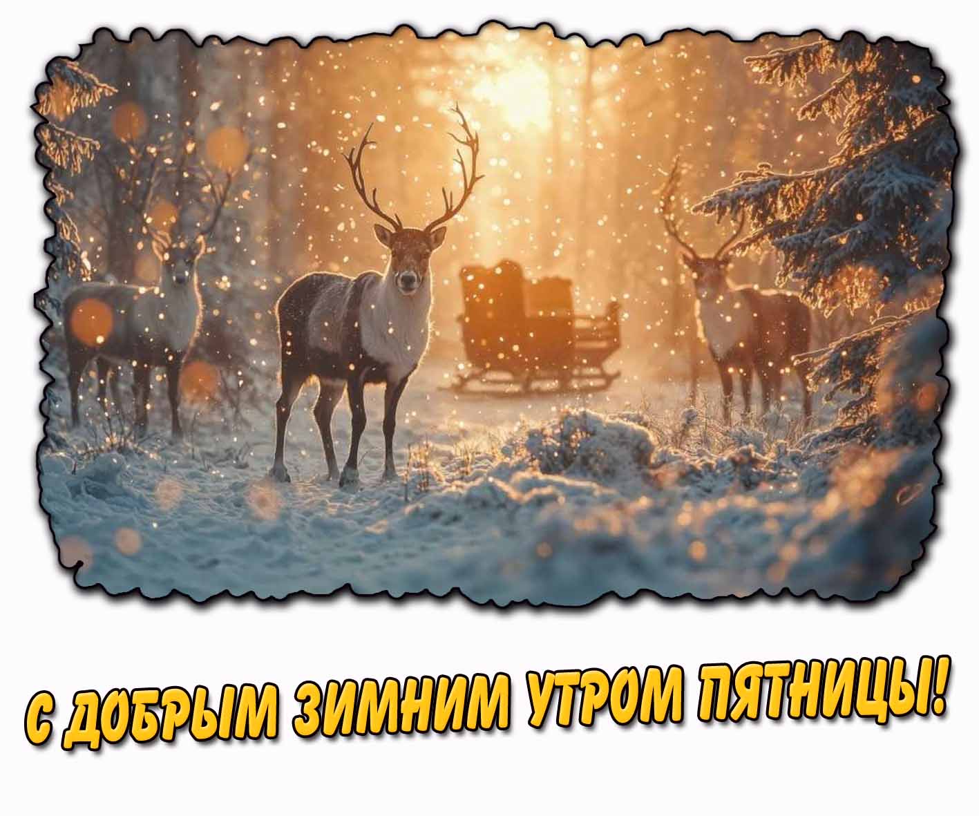 С добрым зимним утром пятницы! - картинка с оленями