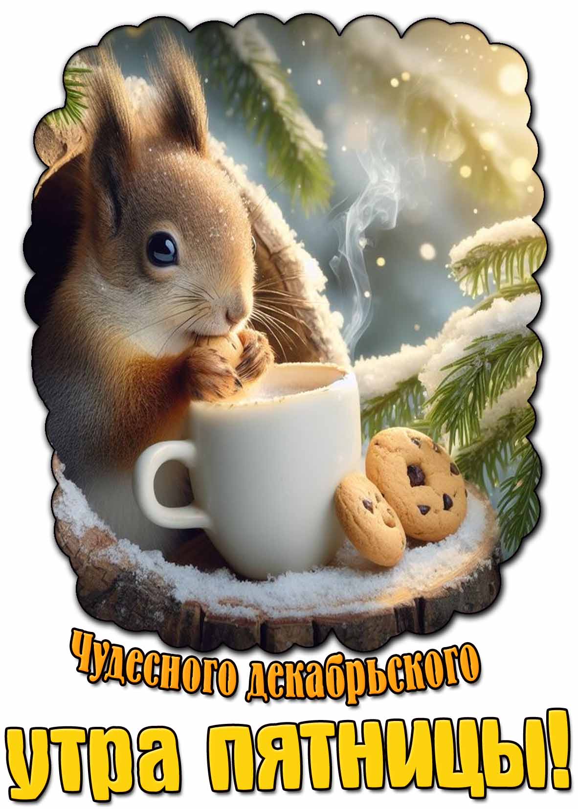 Открытка чудесного декабрьского утра пятницы
