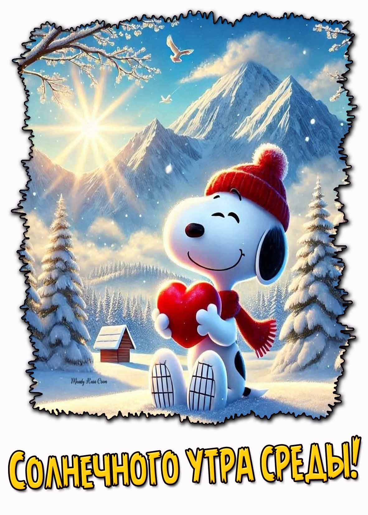 Солнечного утра среды! - мультяшная зимняя открытка