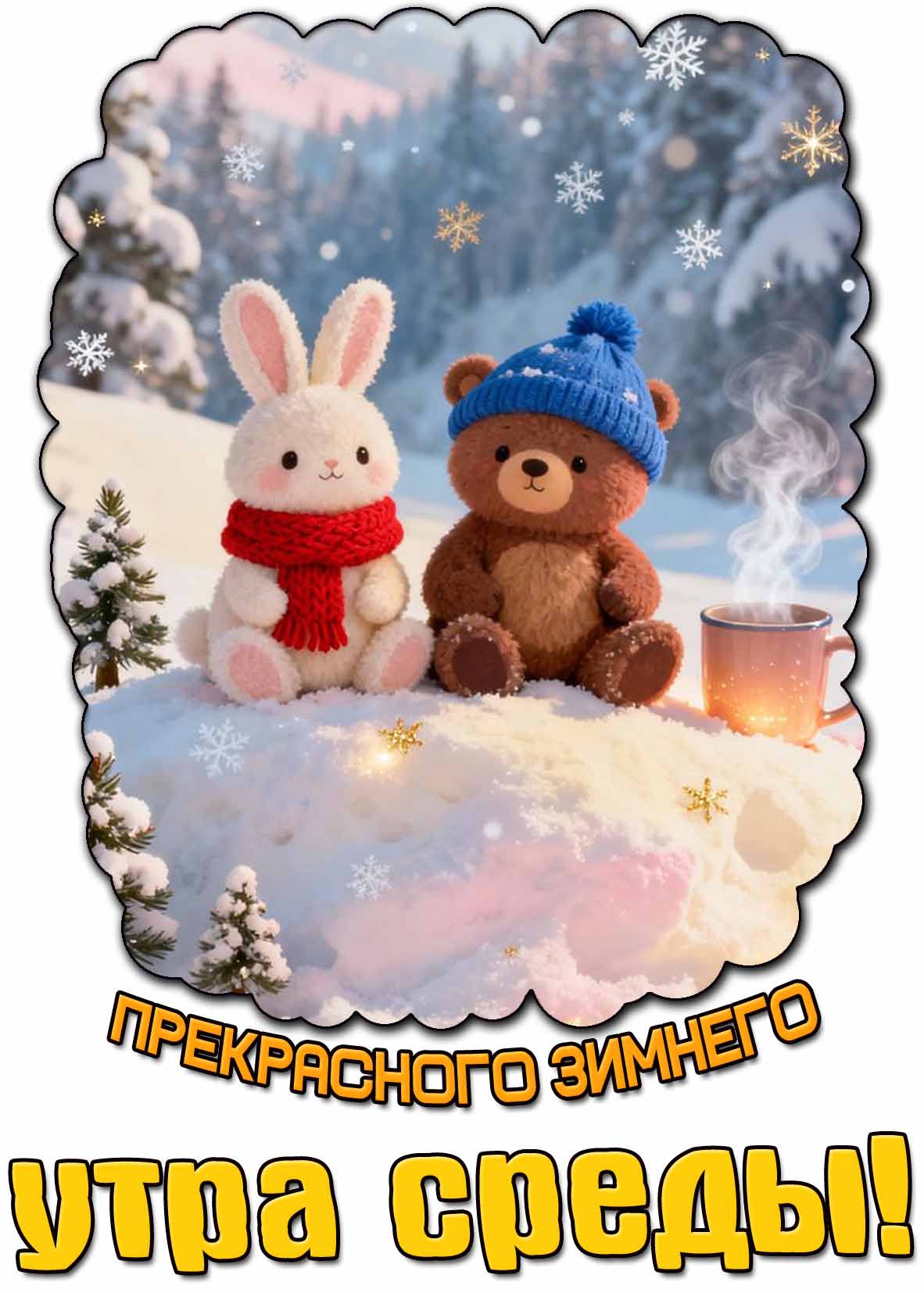 Прекрасного зимнего утра среды! - снежная картинка