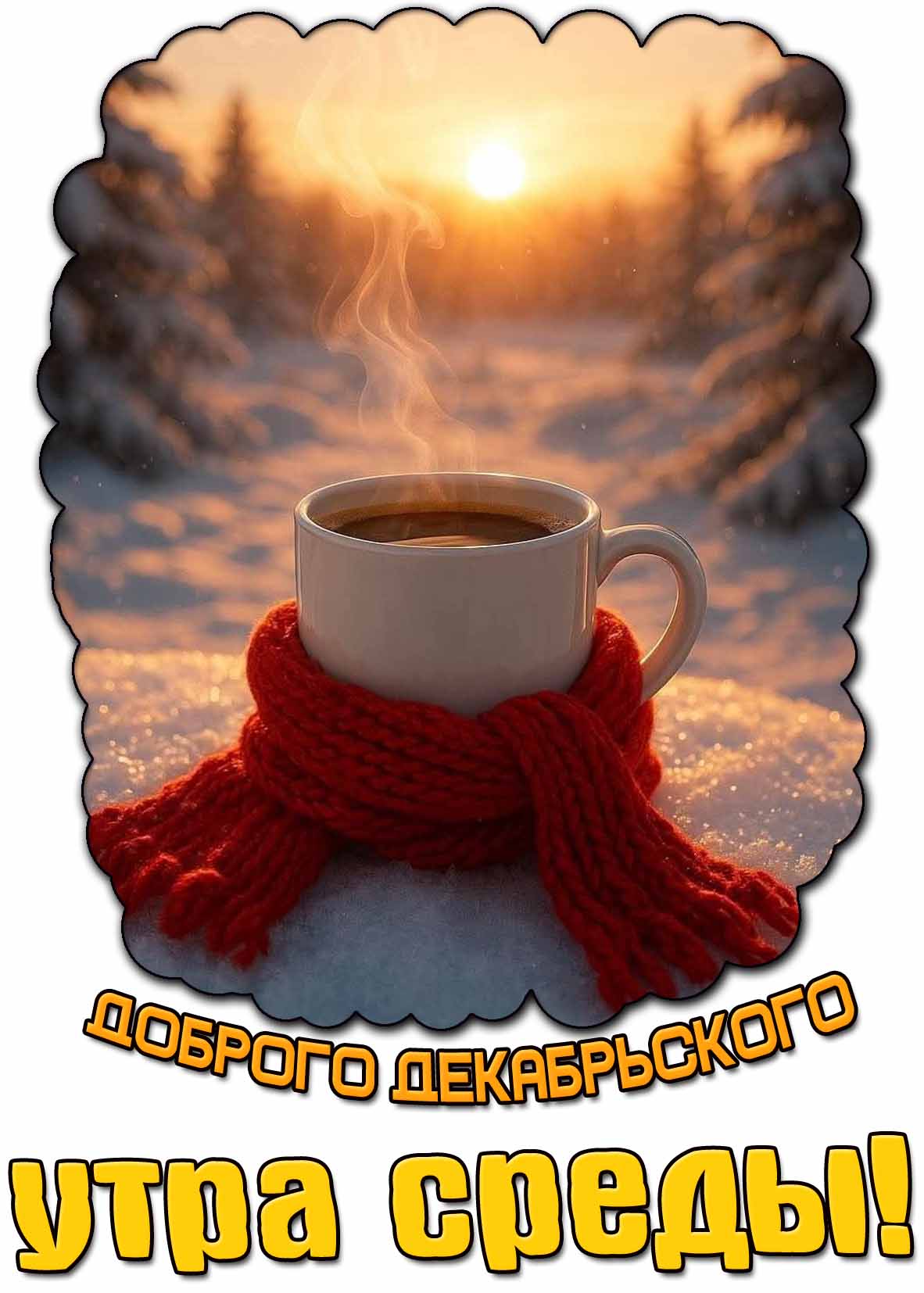 Красивая открытка доброго декабрьского утра среды