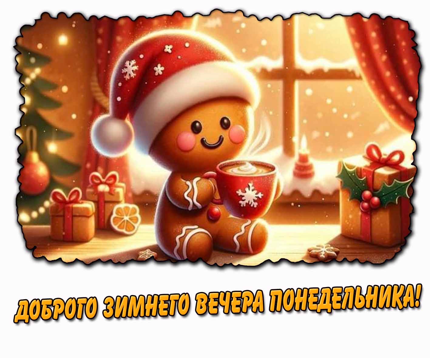 Открытка доброго зимнего вечера понедельника
