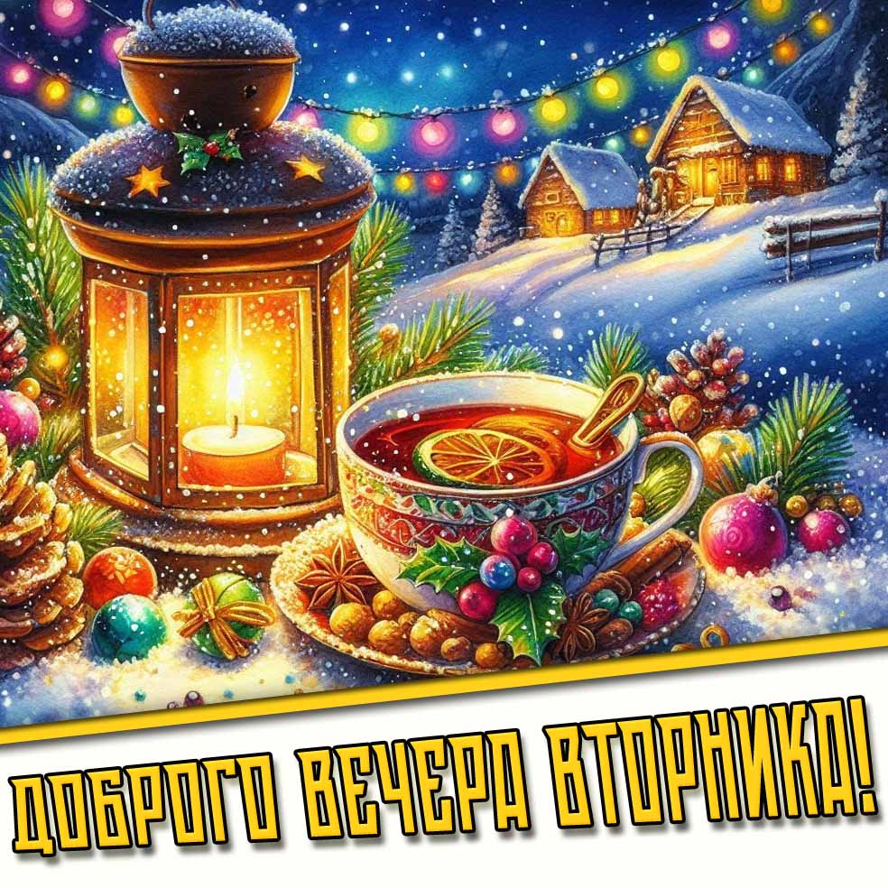 Зимняя открытка доброго вечера вторника