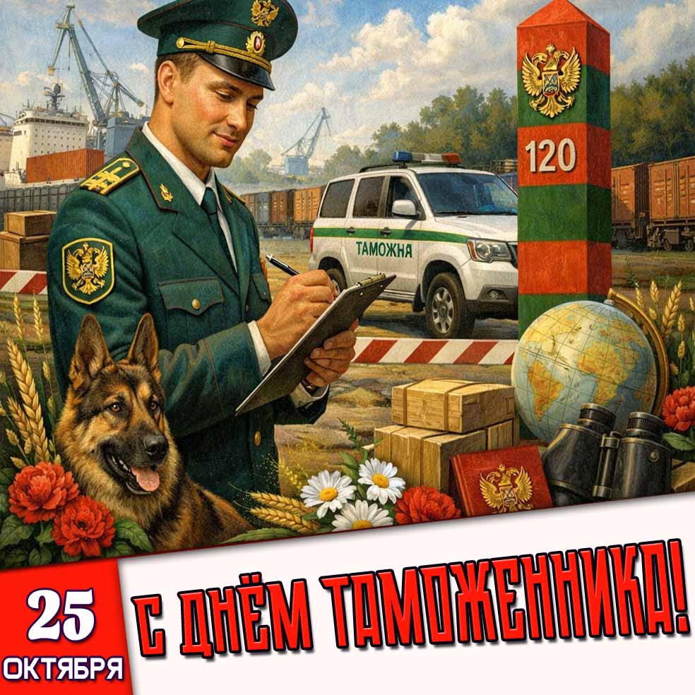 Открытка 25 октября - с днём таможенника!