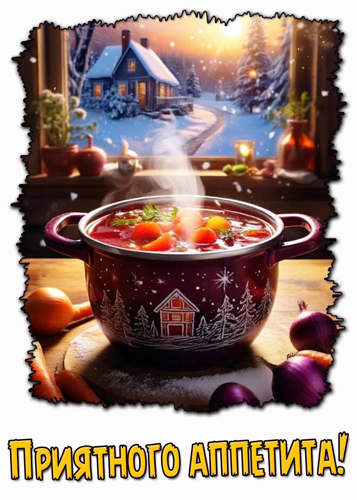 Приятного аппетита! - зимняя картинка
