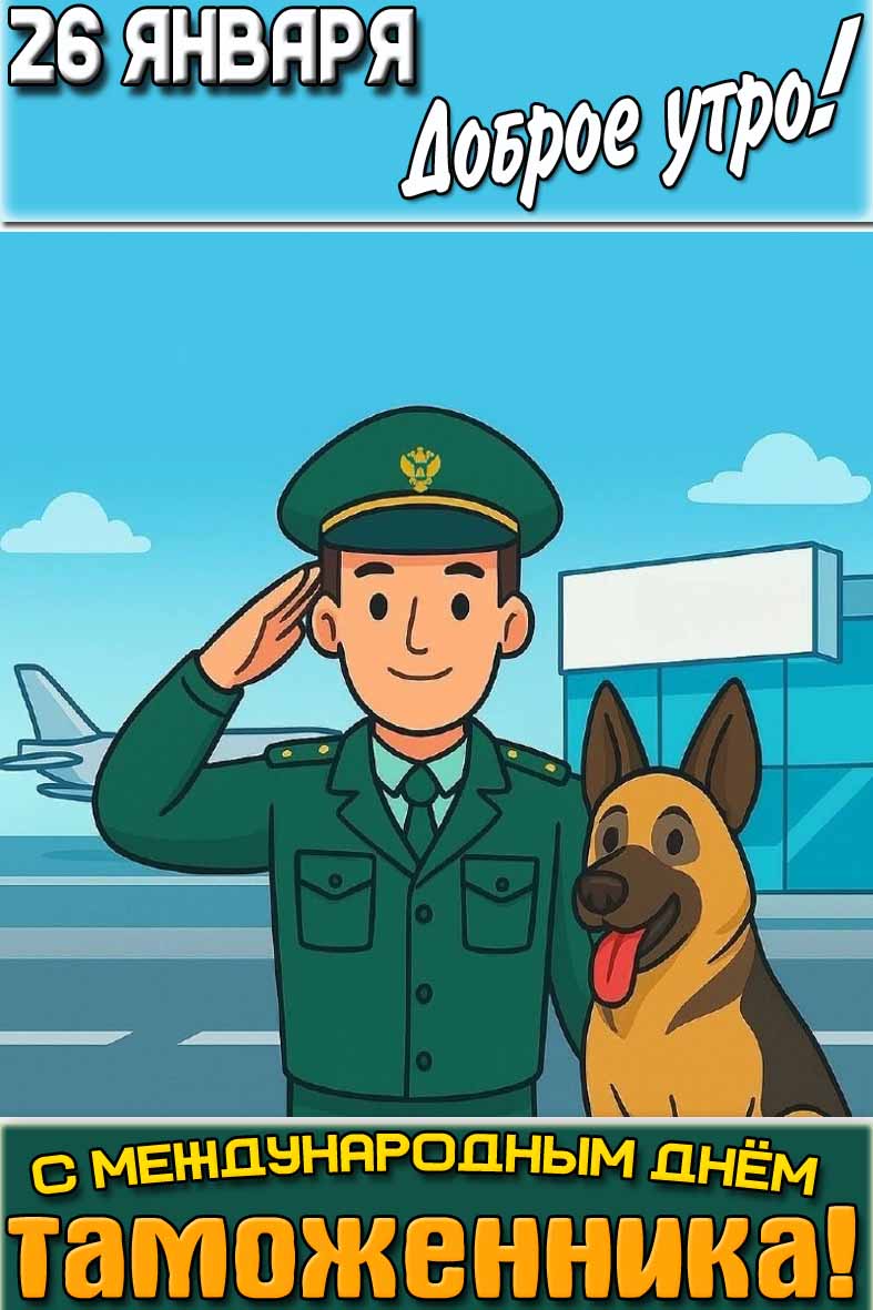 Открытка "26 января доброе утро! С Международным днём таможенника!"