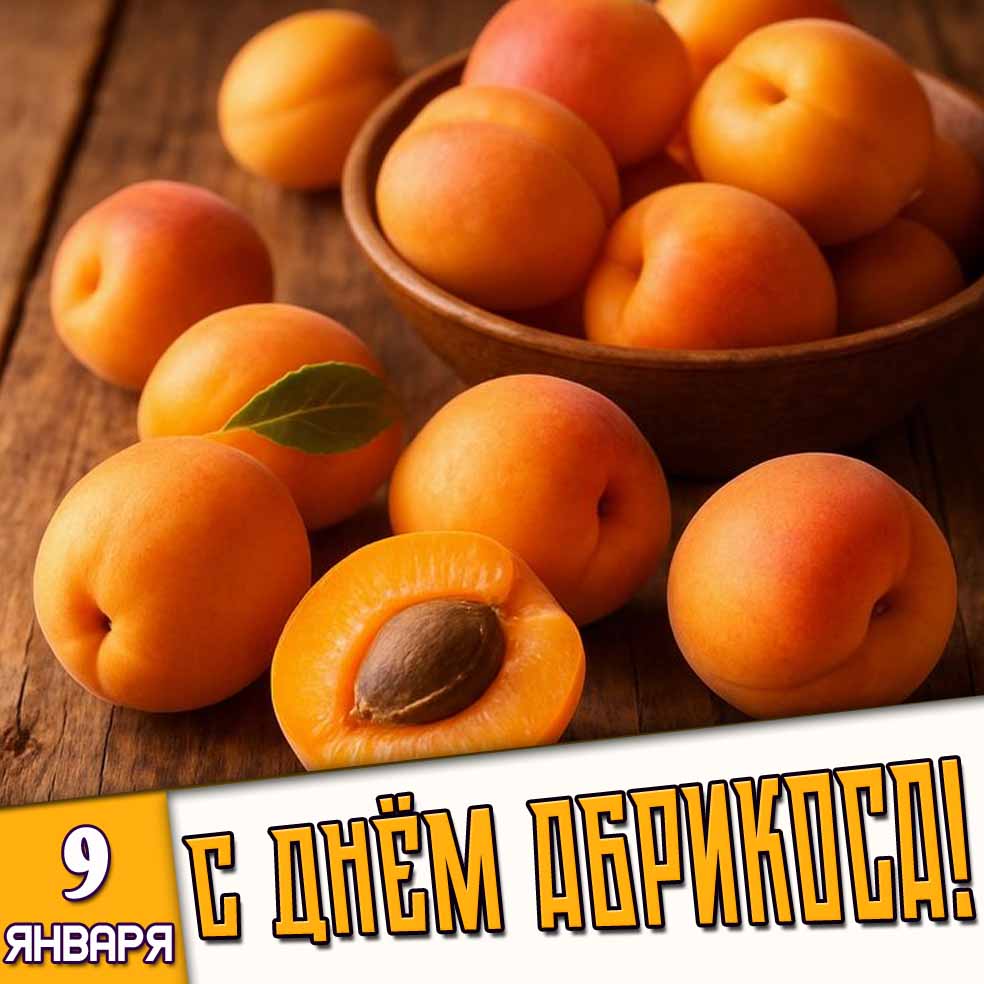 Открытка 9 января - с днём абрикоса!