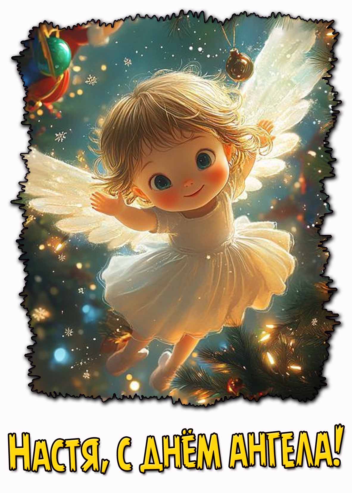 Прикольная открытка "Настя, с днём ангела!"
