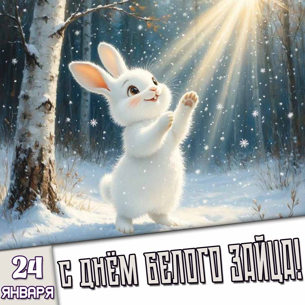 Картинка 24 января - с днём белого зайца!