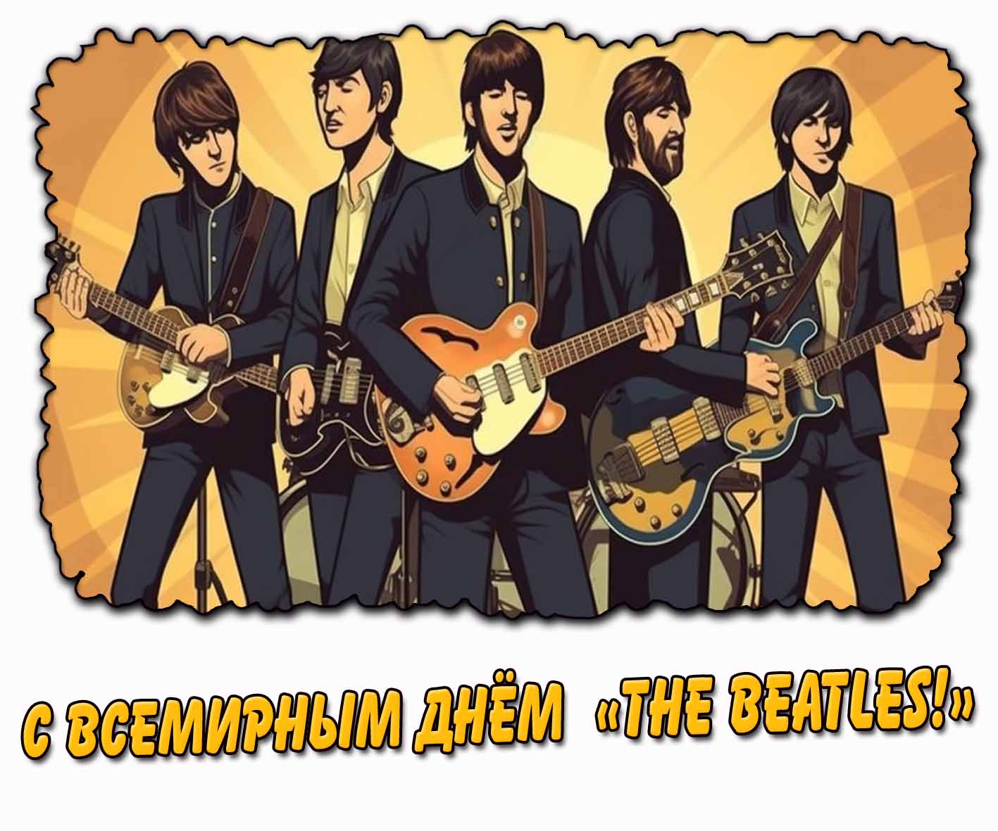 С Всемирным днём «The Beatles!» - стильная открытка