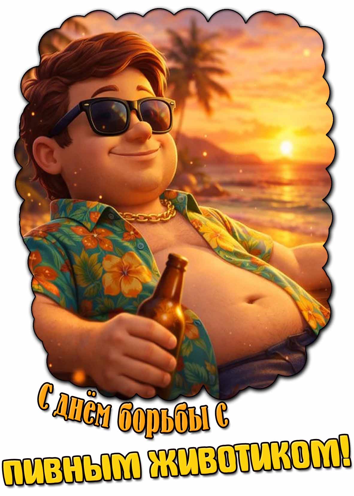 Красивая картинка с днём борьбы с пивным животиком