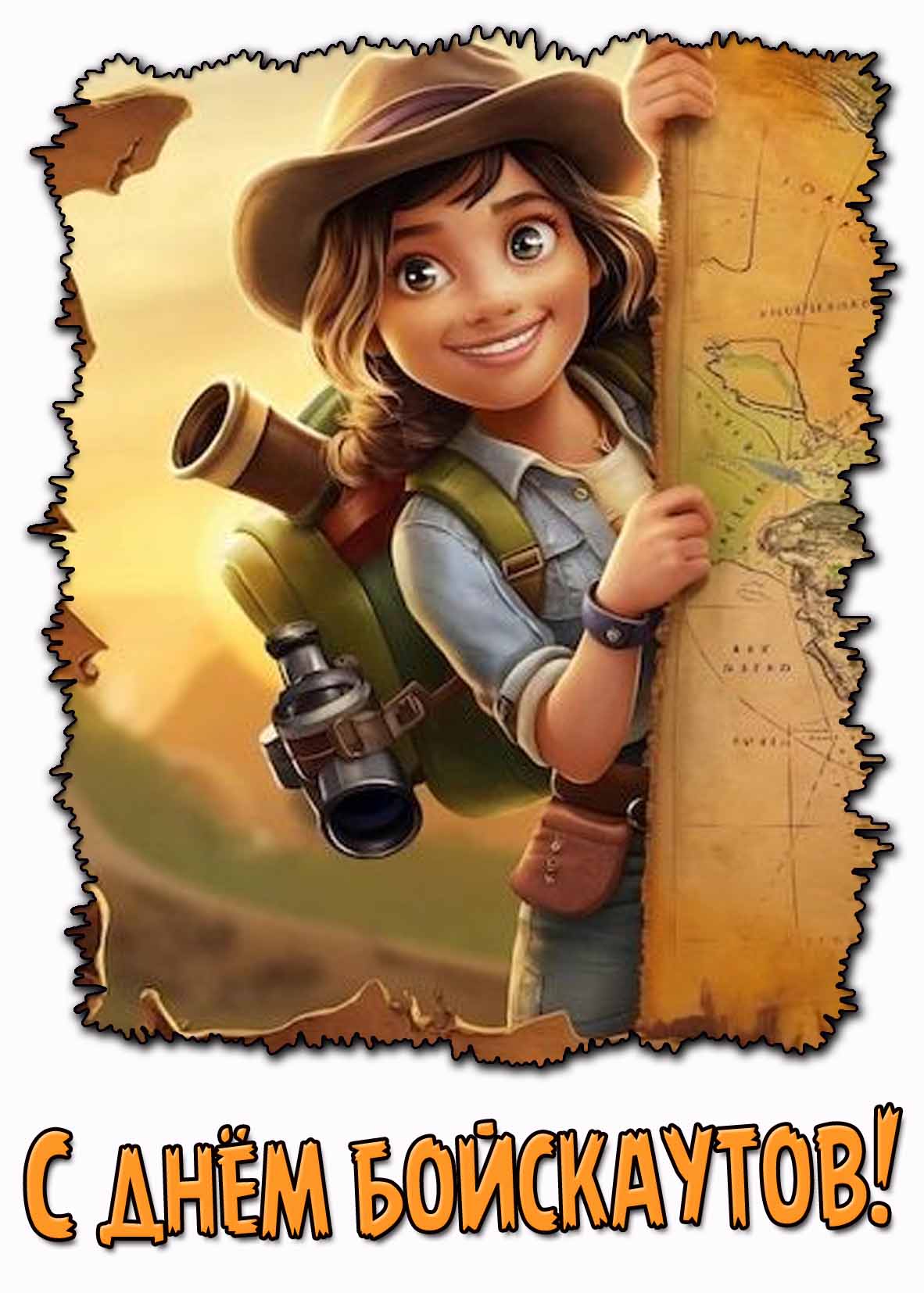 С днём бойскаутов! - открытка для девушки