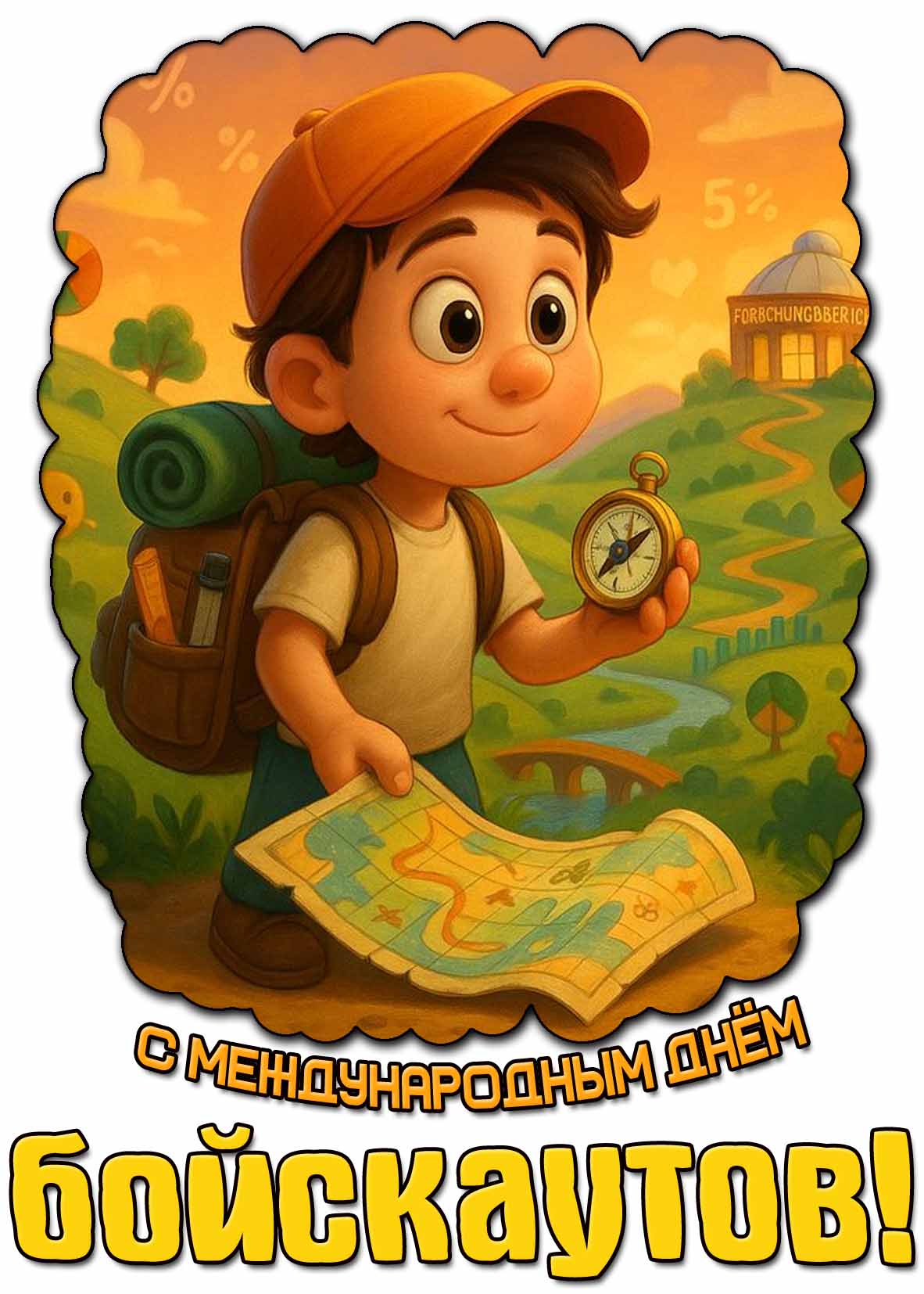 Открытка с Международным днём бойскаутов