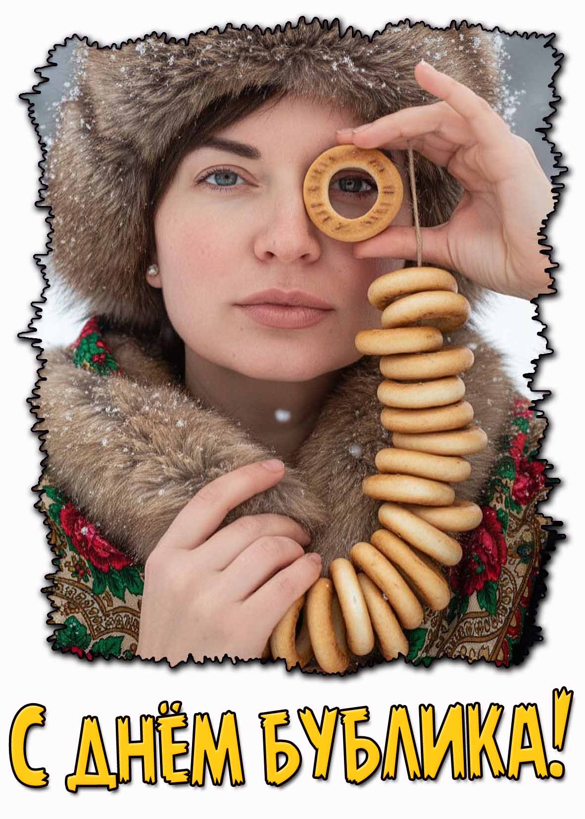 С днём бублика! - прикольная зимняя открытка
