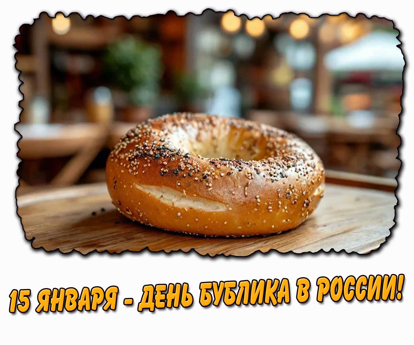Открытка 15 января - день бублика в России!