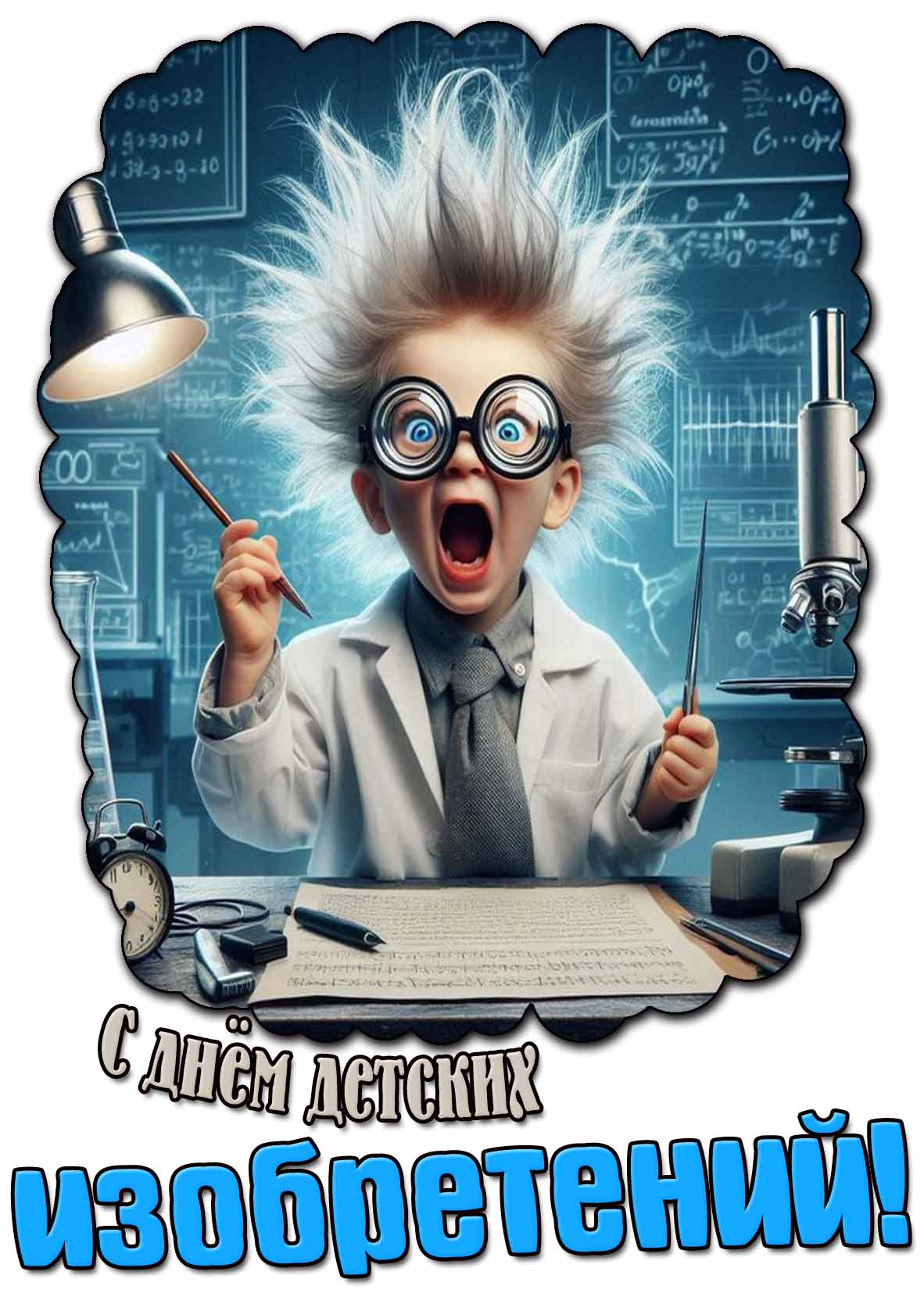 Смешная открытка с днём детских изобретений